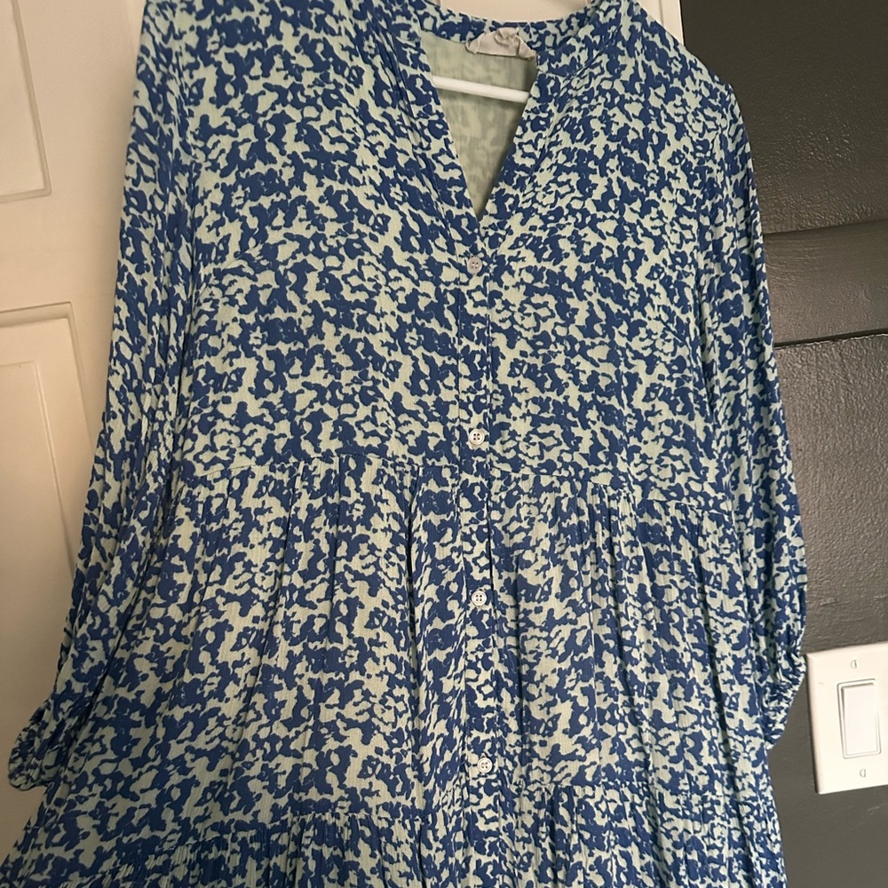 Anthropologie Celina Moon Tiered Midi Dress V-Neck 3/4 Sleeve Boho Cottagecore - Picture 4 of 8